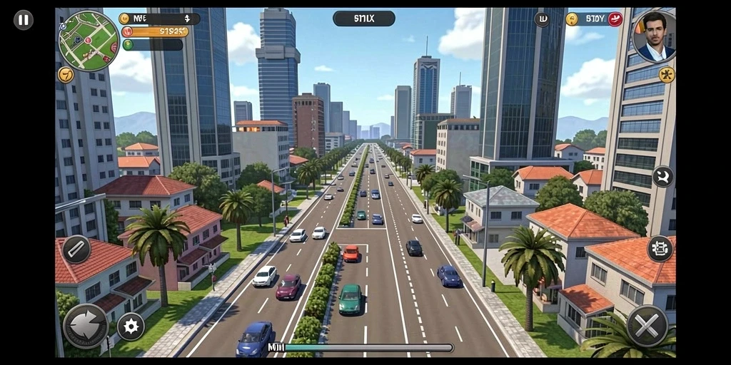Screenshot pertama: Menampilkan karakter utama dalam pose heroik.